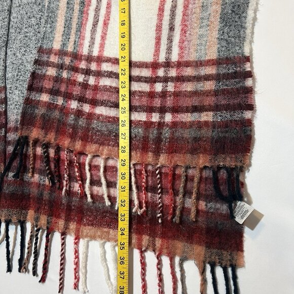 Anthropologie ANDERSEN & LAUTH Plaid Poncho Wool Blend Size ALL Fringe Winter - Picture 4 of 6